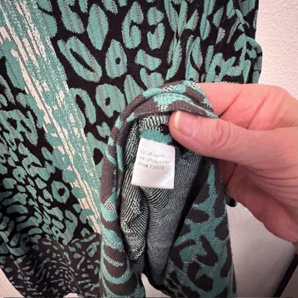 Ming Wang Teal and Black Animal-Print Tunic Top - Picture 7 of 8